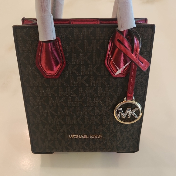 Michael Kors Mini XS Mercer Bag in Brown and Crimson Red. New With Tags! - Picture 10 of 10